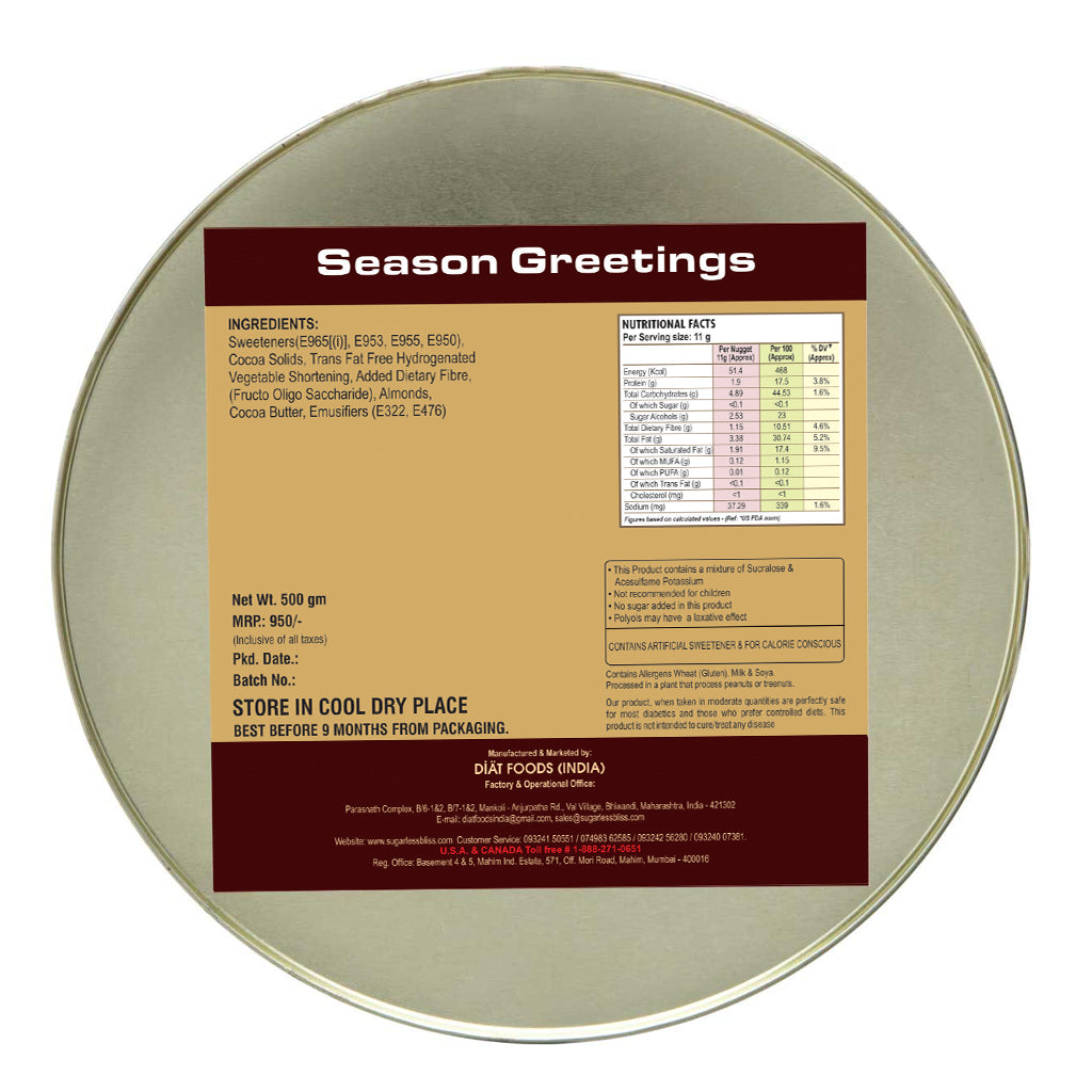 Sugar-Free Almond Rock Dark Chocolate | Sweetened with Splenda- 250g