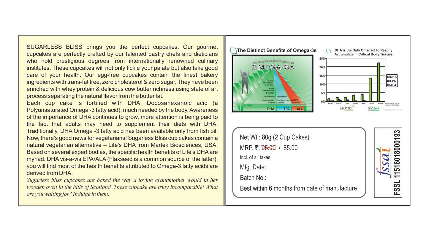 Sugar-Free & Eggless Banana Walnut Cupcake – Healthy Treat - 80g