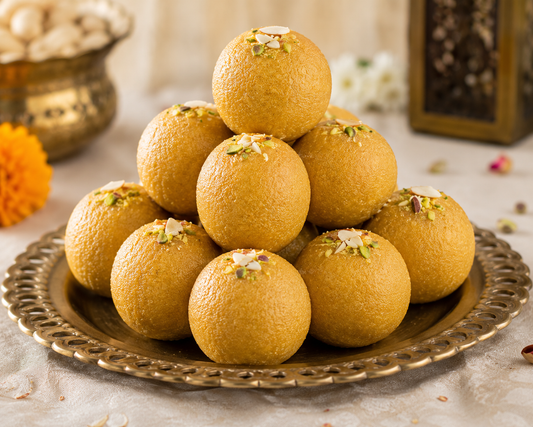 Besan Laddoo Traditional Indian Sweet with Sugar | 500g | Sugarless Bliss