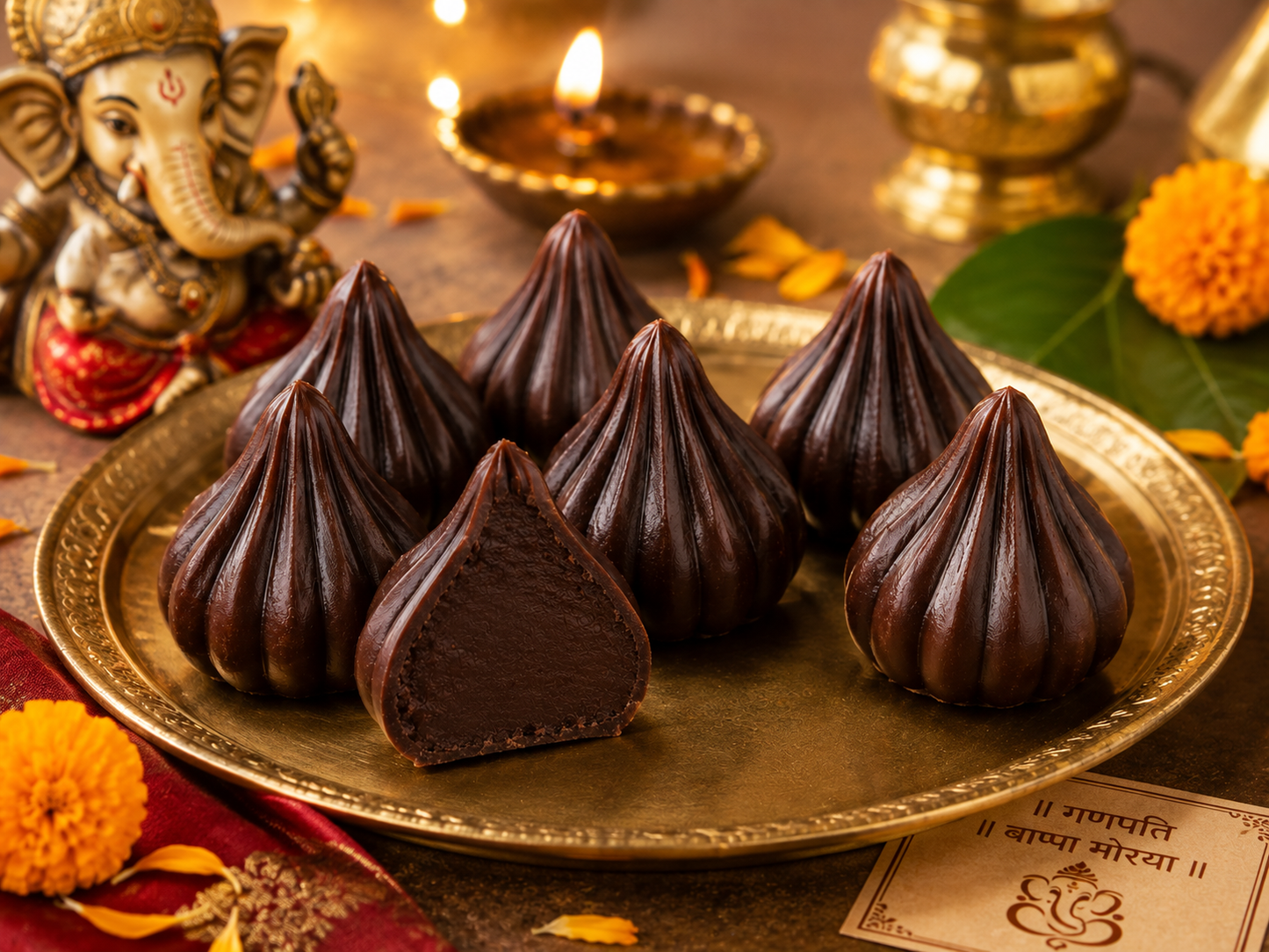 Chocolate Modak Traditional Indian Sweet with Sugar | 200g | Sugarless Bliss