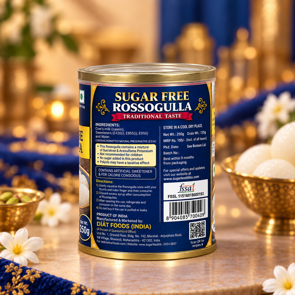 Sugar Free Rossogulla Balls (250)g | Sugarless Bliss
