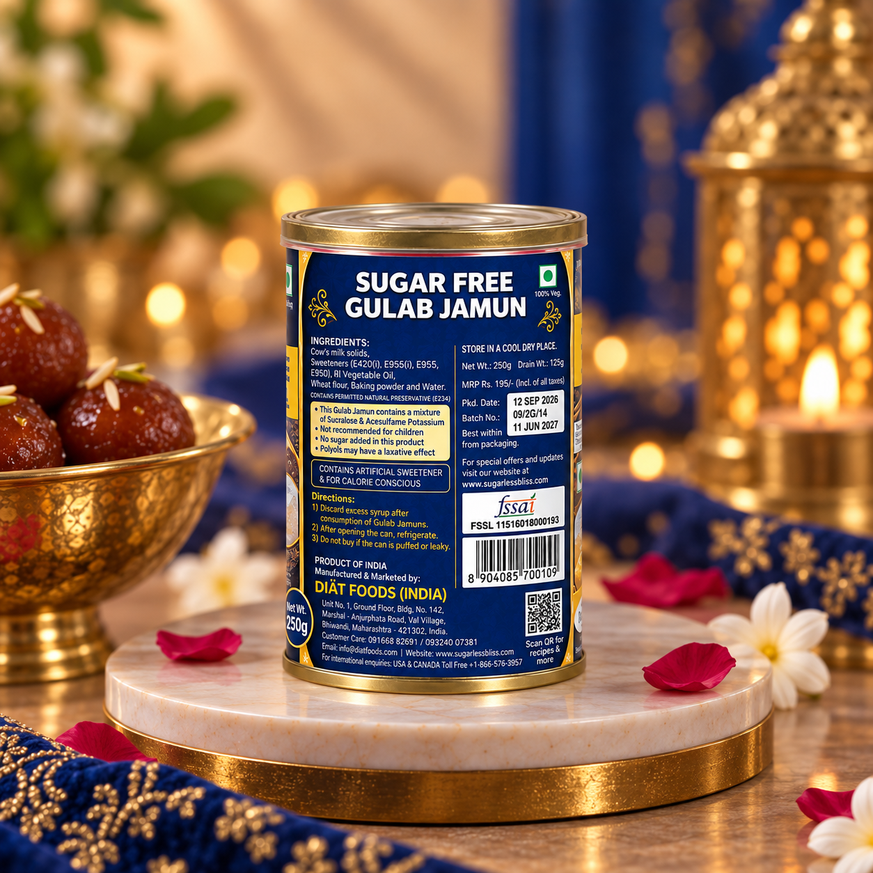 Sugar Free Gulab Jamun Balls Combo Pack (250g x 2) | Sugarless Bliss