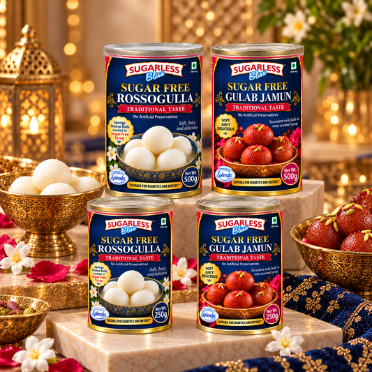 Sugar Free Rossogulla & Gulab Jamun Combo (4 Packs) | Sugarless Bliss
