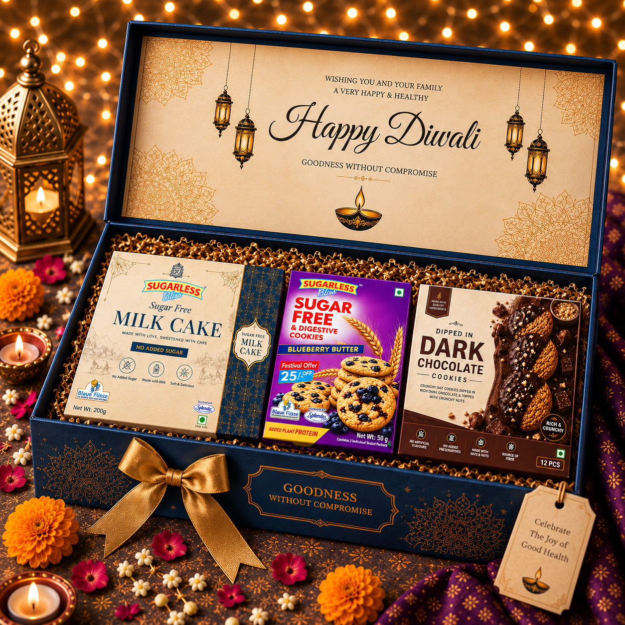 Diwali Sugar-Free Delight Combo Milk Cake & Chocolate Cookie Gift Pack