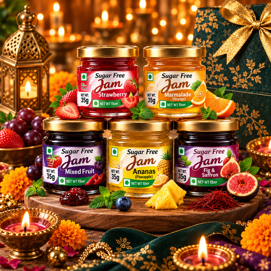Diwali Sugar-Free Jam Gift Box | 5 Flavour Festive Jam Combo
