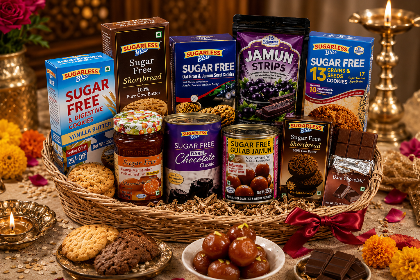 Sugarless Bliss Sugar Free Gift Hamper | Premium Diabetic Friendly Healthy Gift Basket