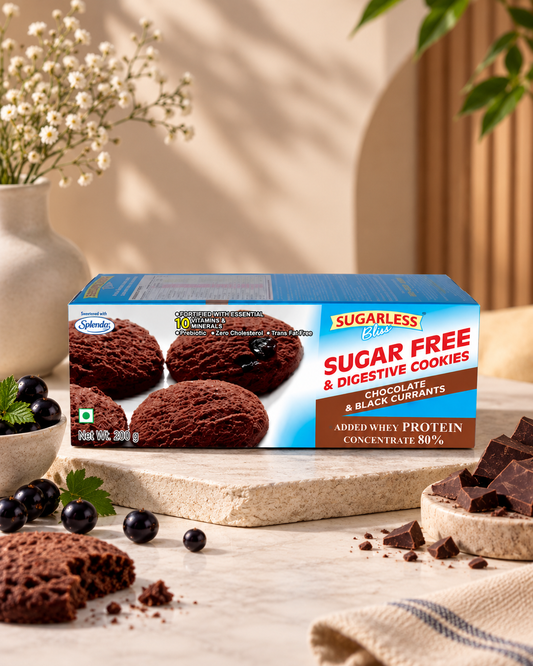 Sugar Free - Chocolate & Black Currant Digestive Cookies (200)g | Sugarless Bliss