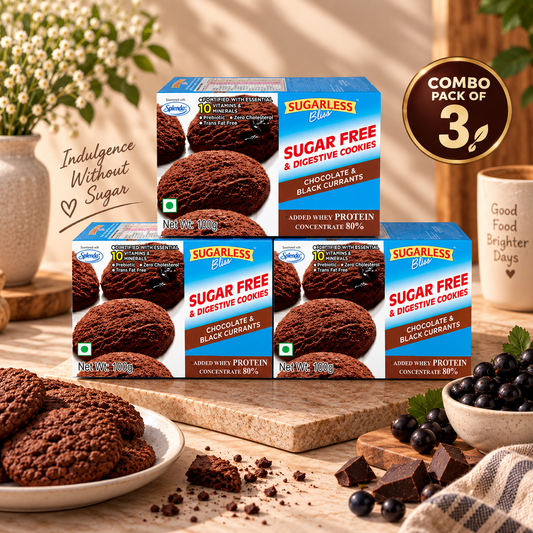 Sugar Free Chocolate Black Currant Cookies-100g - Pack of 3 - Diabetic Friendly | Sugarless Bliss