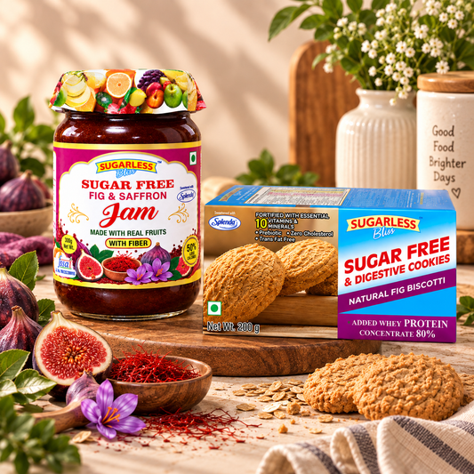 Sugar Free Fig Saffron Jam & Fig Biscotti Cookies-200g - Combo | Sugarless Bliss