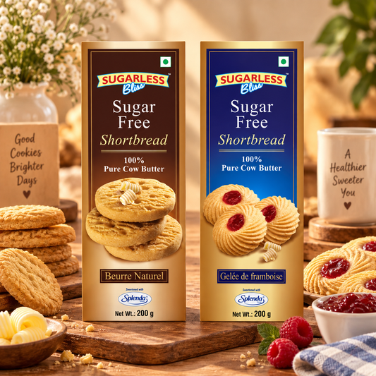 Sugar Free Shortbread - 100% Cow Butter Cookies & Raspberry Jelly - 200g x 24 Packs | Sugarless Bliss