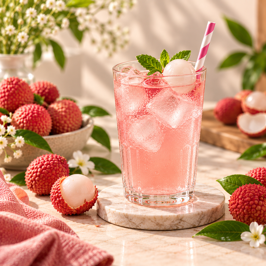 Sugar Free Lychee Refreshing Syrup Highly Concentrated, Makes 84 Glasses - (300)g | Almost Zero Calories | Sharbat | Sugarless Bliss