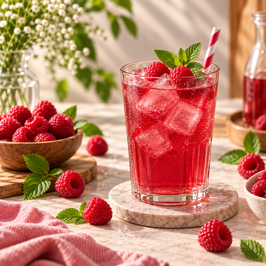 Sugar Free Raspberry Refreshing Syrup Highly Concentrated, Makes 84 Glasses - (300)g | Almost Zero Calories | Sharbat | Sugarless Bliss