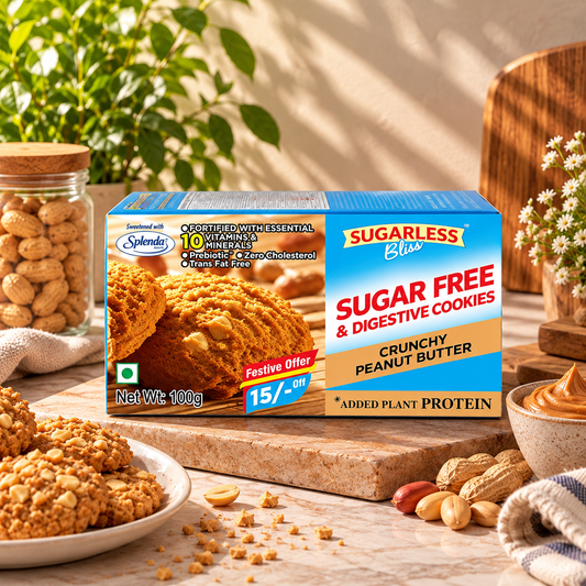 Sugar-Free & Digestive-Peanut Butter Cookies-100g | Sweetened with Splenda