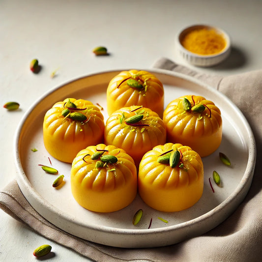 "Exquisite Sugar-Free Kesar Peda (500g) – Authentic Indian Mithai, Crafted for a Guilt-Free Indulgence!"