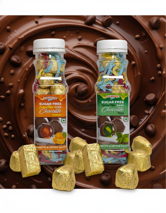 Sugar Free Centered Filled Dark Chocolite Combo (Mint & Orange Flavor)