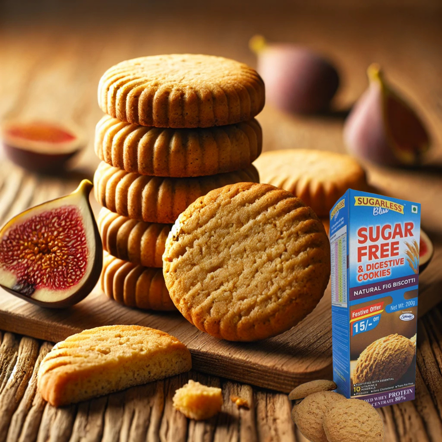 Sugar-Free & Digestive -Fig Biscotti Cookies-200g |Sweetened with Splenda