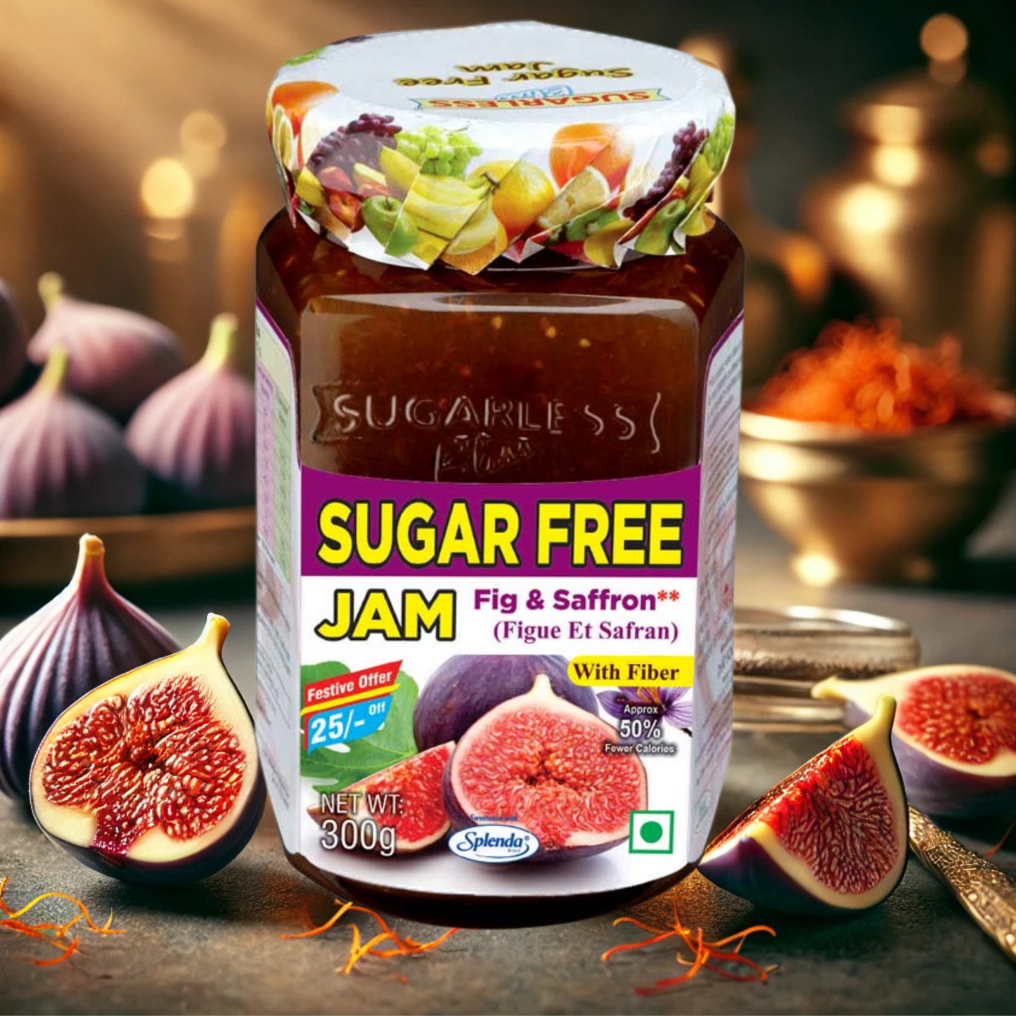 Sugar-Free Fig & Saffron Jam | High-Fiber & Diabetic Treat