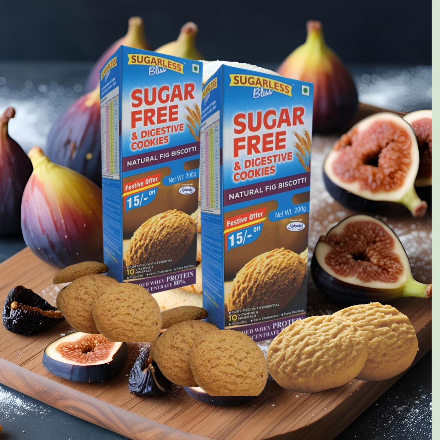 Sugar-Free & Digestive -Fig Biscotti Cookies-200g |Sweetened with Splenda
