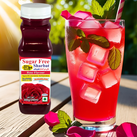 "Sweetened with Splenda – Sugar-Free Rose Sharbat (Syrup)"-300g