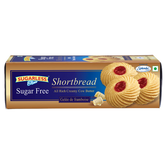 Sugar-Free Shortbread | 100% Cow Butter Cookies & Raspberry Jelly – Low Sugar, No Added Sugar | 200g x 24 Packs (1 Case) | Diabetic-Friendly, Guilt-Free Treat