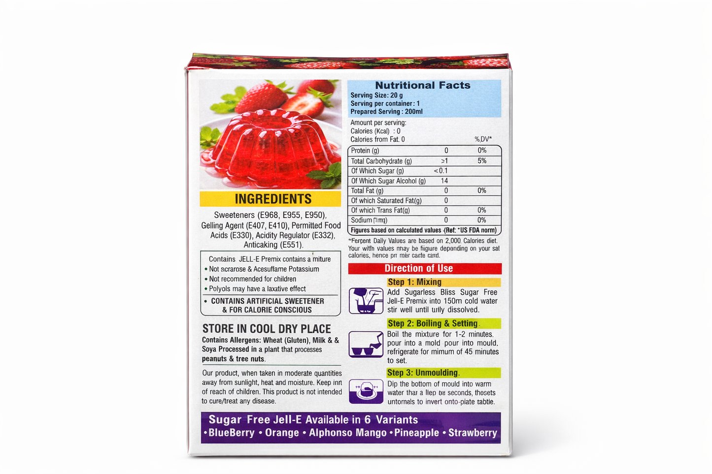 Sugarless Bliss Sugar Free Jelly Mix Strawberry Flavour | Zero Calories | Keto & Gluten Free | 20g