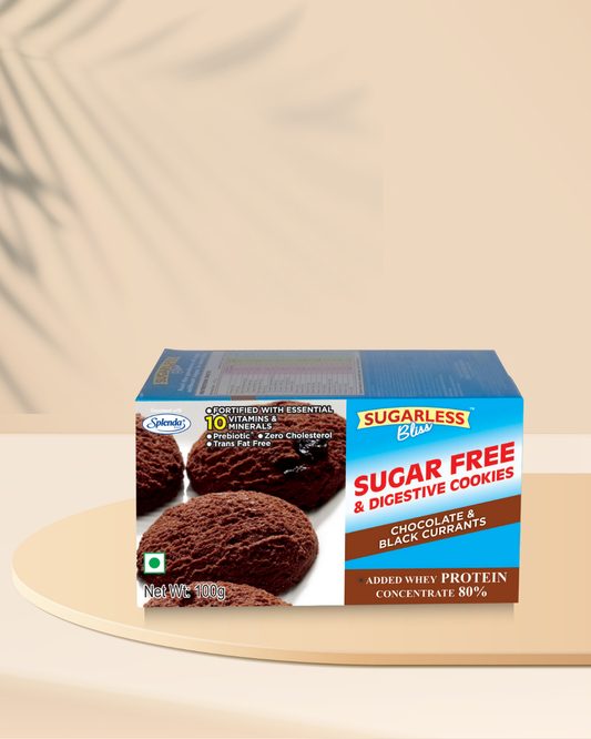 Sugar-Free & Digestive Chocolate Black Currant Cookies- 100g| Sweetened with Splenda