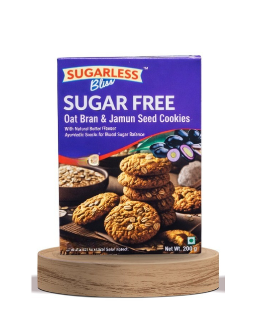 Sugarless Bliss Sugar Free Oat Bran & Jamun Seed Cookies | Splenda Sweetened | High Fiber Healthy Biscuits | 200g | Sugarless Bliss