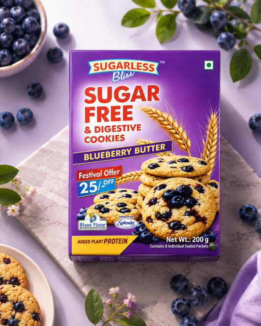 Sugarless Bliss Sugar Free Blueberry Butter Digestive Cookies - 200g