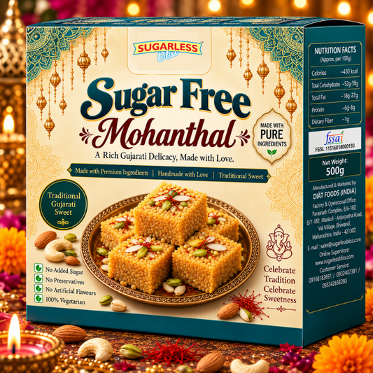 Sugar Free Authentic Mohanthal (500g) | Sweetened with Splenda | Sugarless Bliss