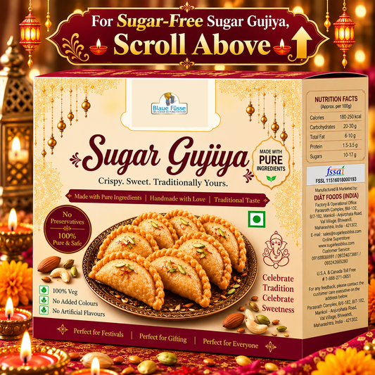 Gujiya (500g) | Made with Pure Ghee | Traditional Indian Mithai (ALSO AVAILABLE IN SUGAR-FREE)| Sugarless Bliss