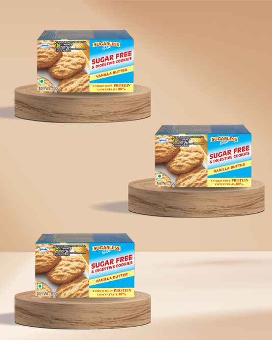 Sugar-Free Digestive Vanilla Butter Cookies – Pack of 3 | Sweetened with Splenda