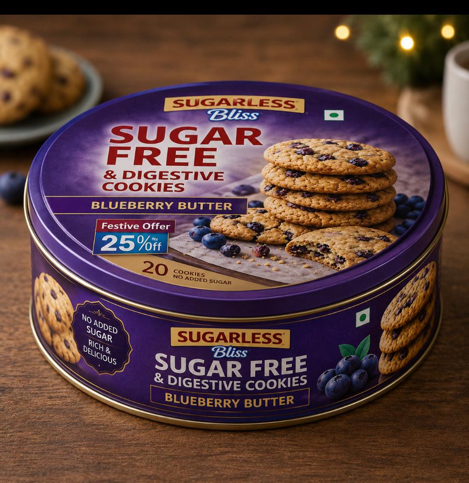 Sugarless Bliss Sugar Free Blueberry Butter & Digestive Cookies | Premium Cookie Tin (250g) (Copy)