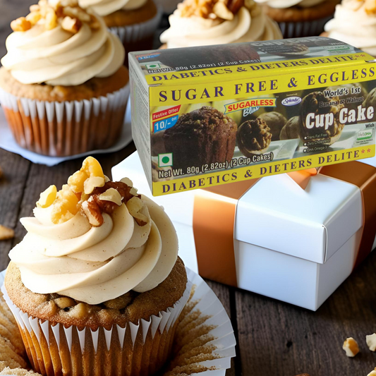 Sugar-Free & Eggless Banana Walnut Cupcake – Healthy Treat - 80g