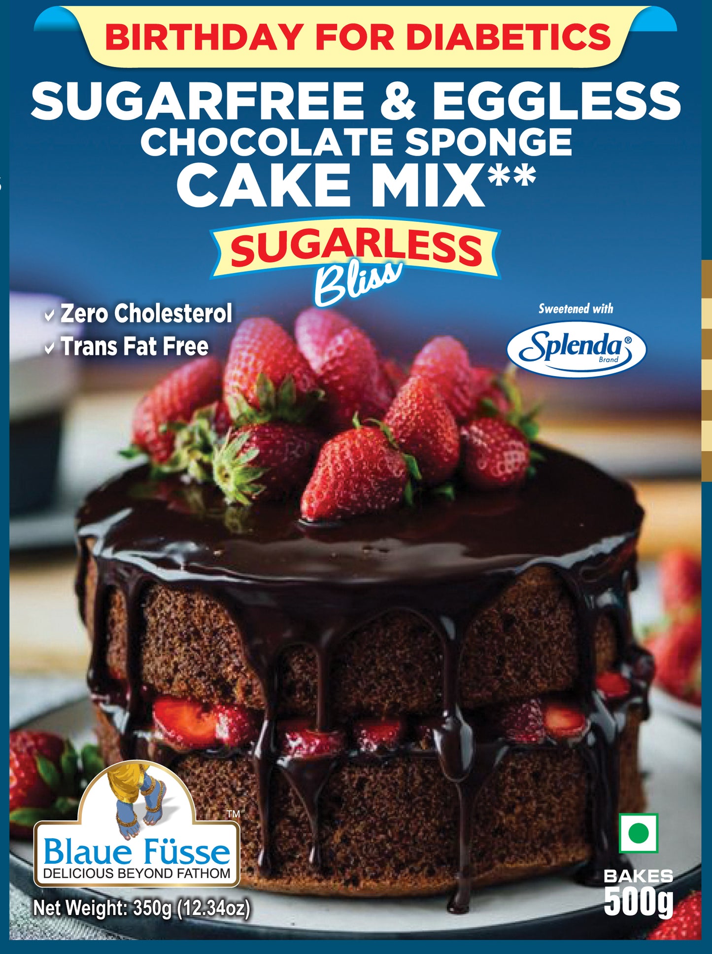 Sugar Free & Eggless Chocolate Sponge Cake Mix - BAKES 500g