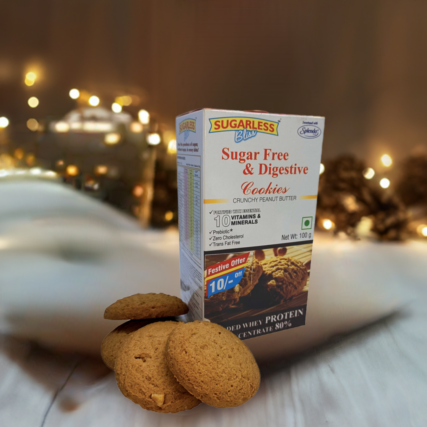 Sugar-Free & Digestive-Peanut Butter Cookies-100g | Sweetened with Splenda