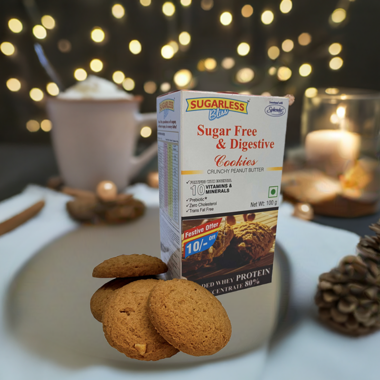 Sugar-Free & Digestive-Peanut Butter Cookies-100g | Sweetened with Splenda