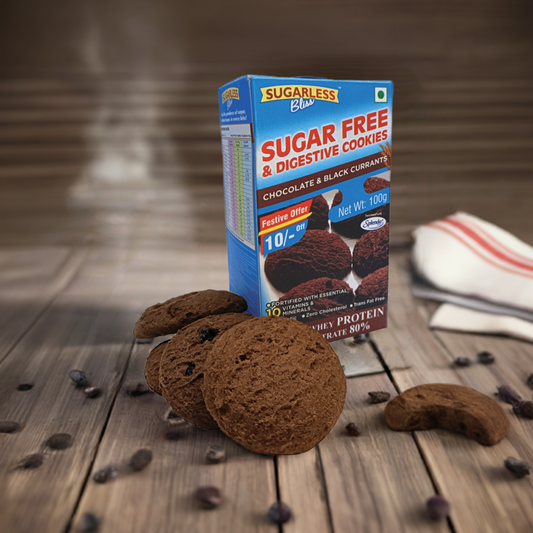 Sugar-Free & Digestive Chocolate Black Currant Cookies- 100g| Sweetened with Splenda