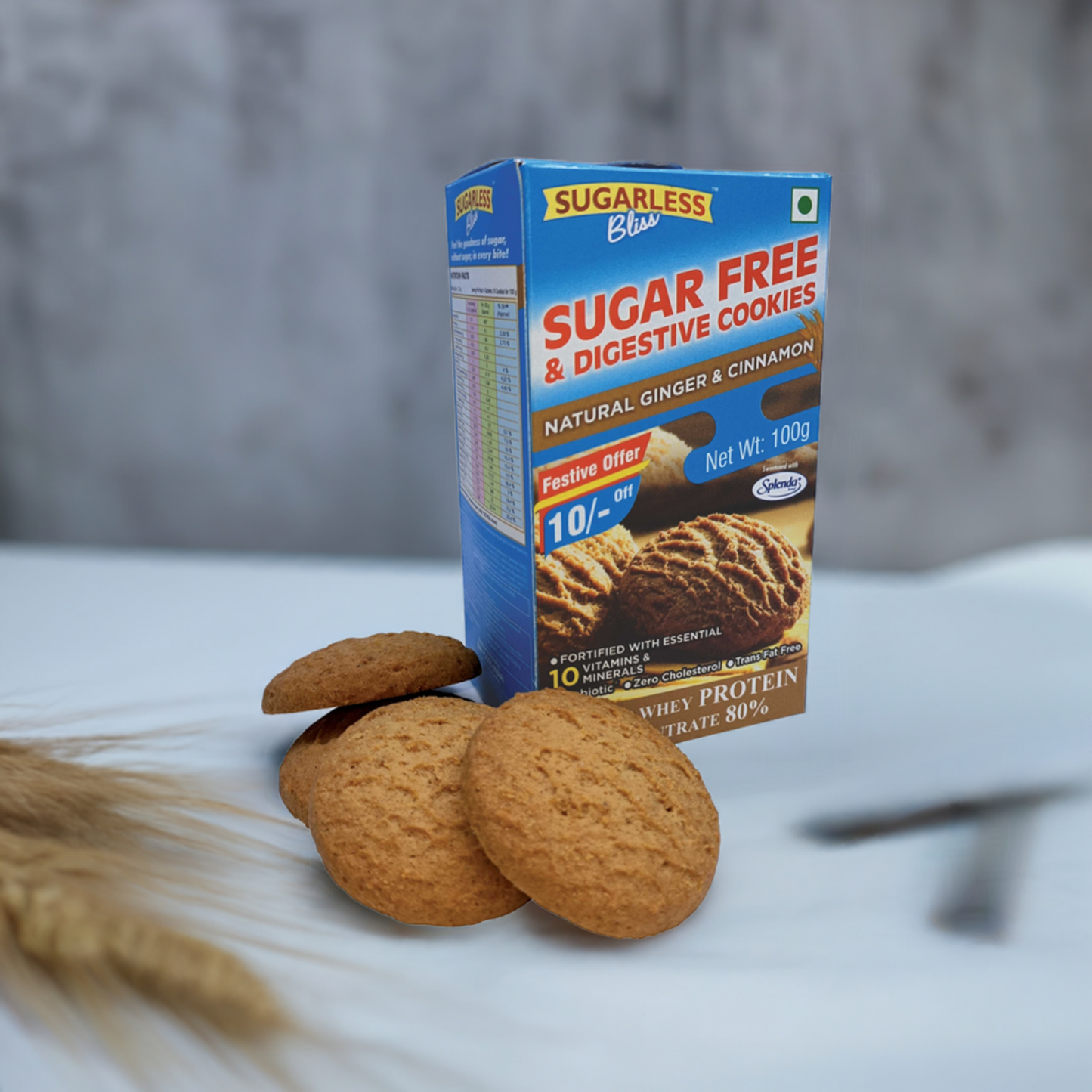 Sugar-Free & Digestive Cookies-Ginger & Cinnamon | Sweetened with Splenda