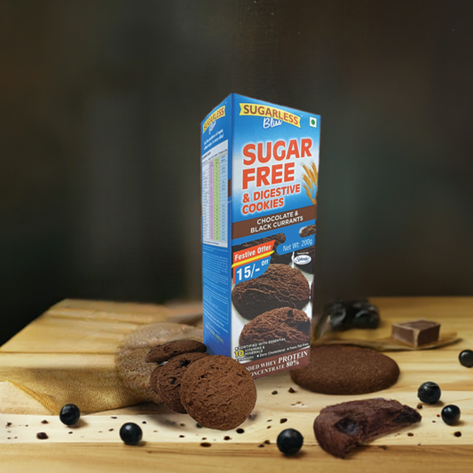 Sugar-Free & Digestive- Chocolate & Black Currant Cookies -200g | Sweetened with Splenda