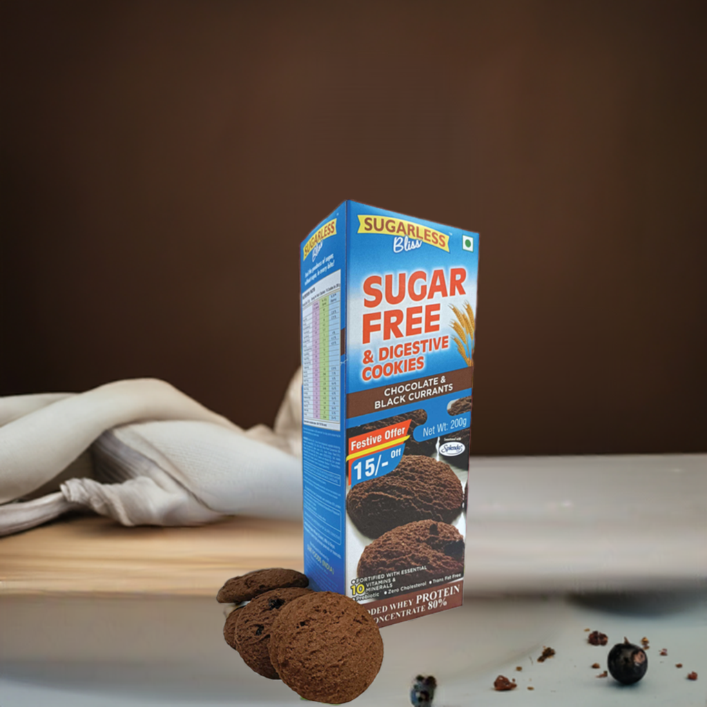 Sugar-Free & Digestive- Chocolate & Black Currant Cookies -200g | Sweetened with Splenda