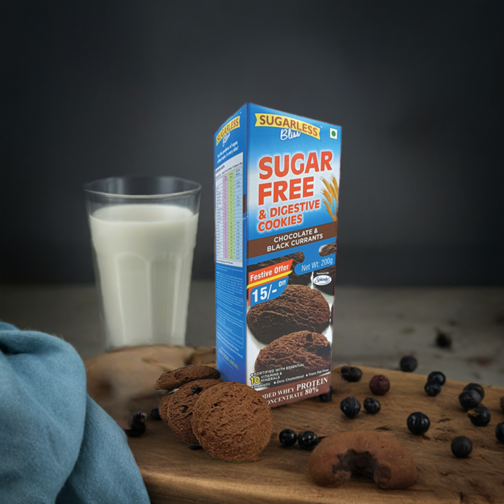 Sugar-Free & Digestive- Chocolate & Black Currant Cookies -200g | Sweetened with Splenda