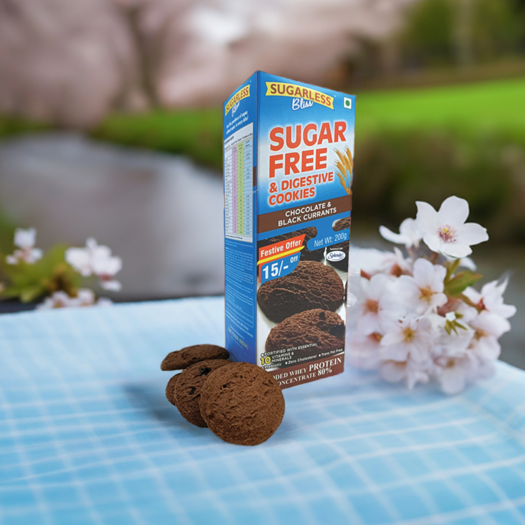 Sugar-Free & Digestive- Chocolate & Black Currant Cookies -200g | Sweetened with Splenda
