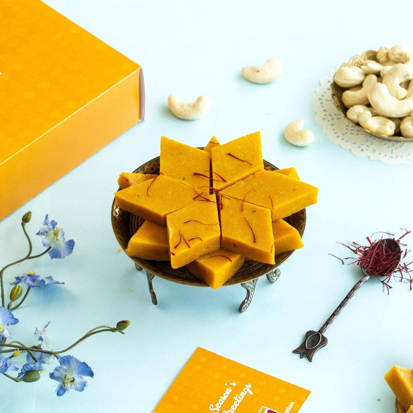 Sugar Free Kesar Kaju Katli (500g) Indian Mithai | Sugarless Bliss