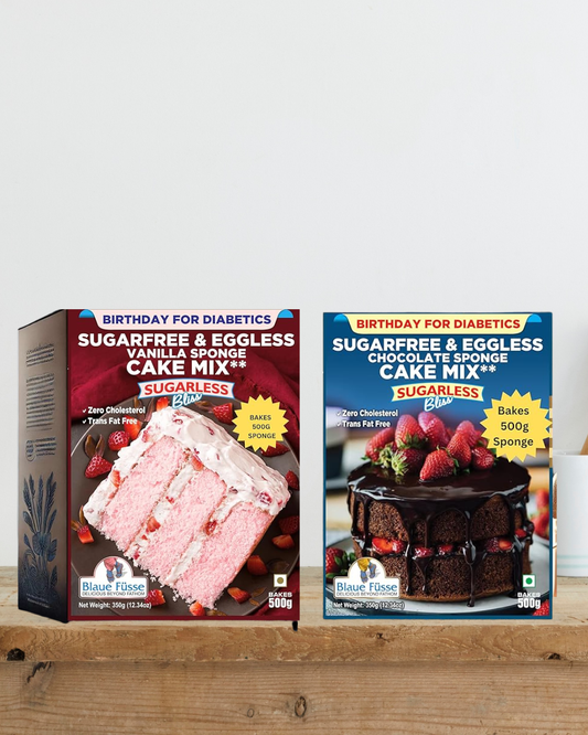 Sugarless Bliss Duo Cake Mix – Chocolate & Vanilla (Sugar-Free, Eggless, High Protein)