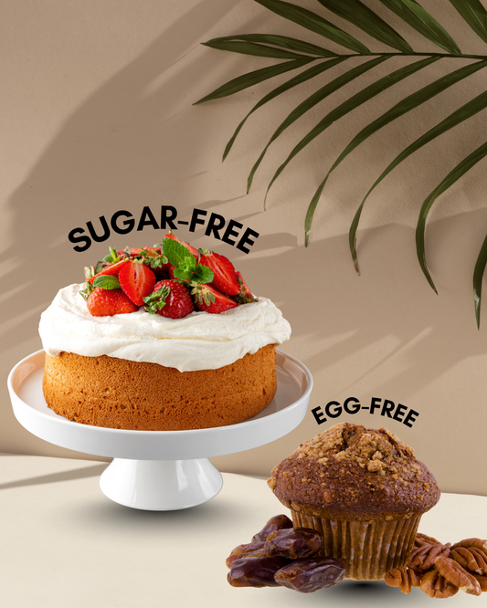 Sugar-Free Eggless Vanilla Sponge Cake Mix (500g) & Date-Walnut Cupcake Duo (160g)