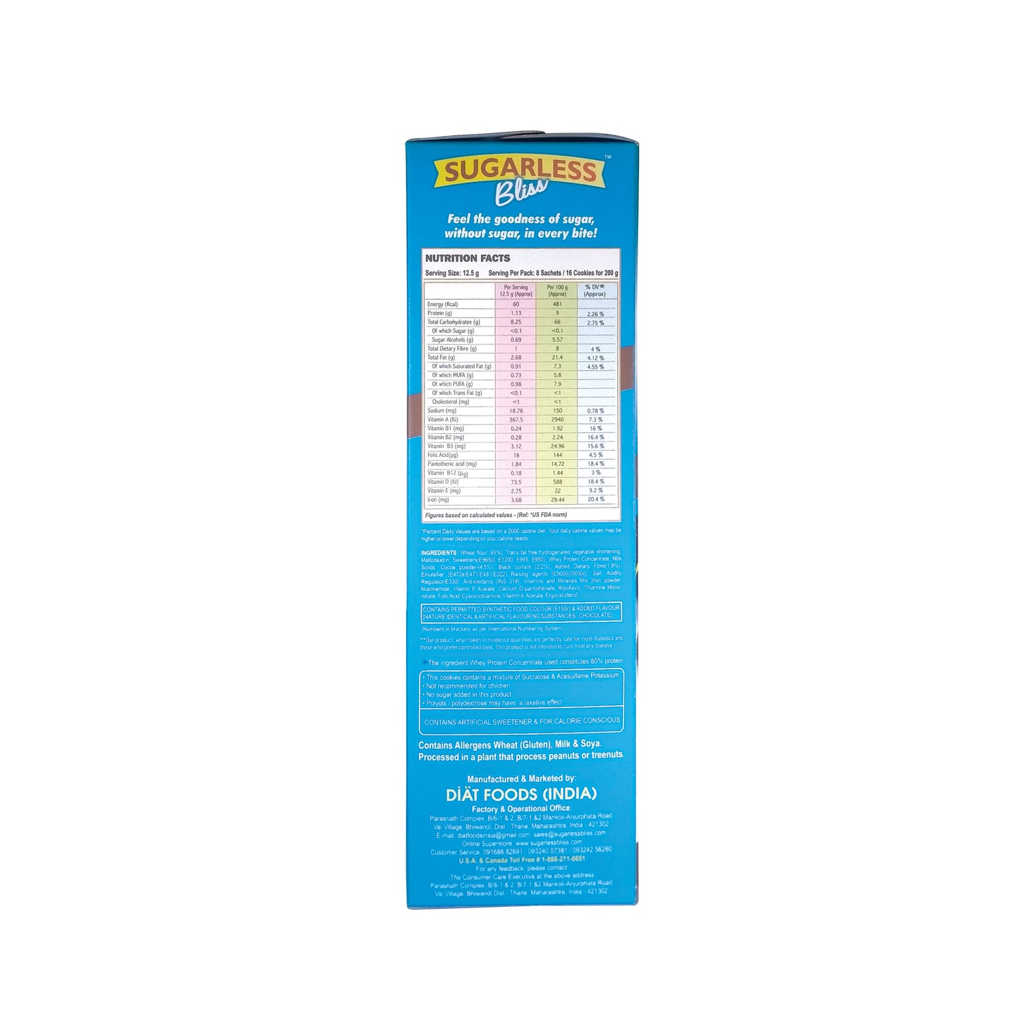Sugar-Free & Digestive- Chocolate & Black Currant Cookies -200g | Sweetened with Splenda