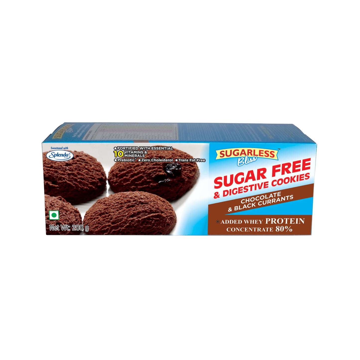 Sugar-Free & Digestive- Chocolate & Black Currant Cookies -200g | Sweetened with Splenda