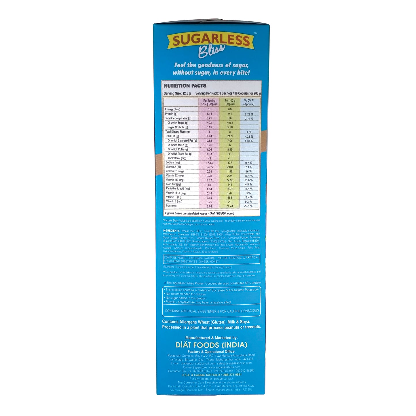 Sugar-Free & Digestive-Ginger Cinnamon Cookies-200g | Sweetened with Splenda