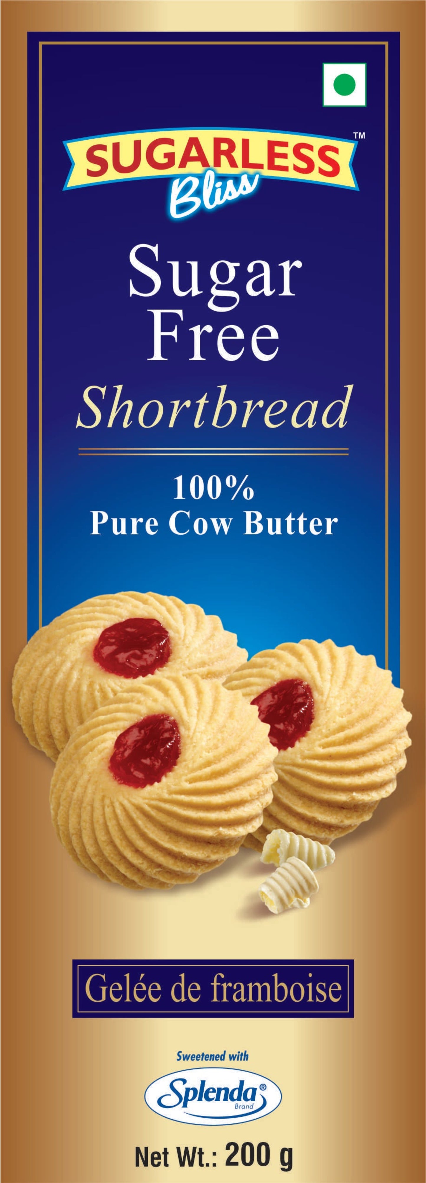 Sugar-Free Shortbread | 100% Cow Butter - Raspberry Jelly-200g