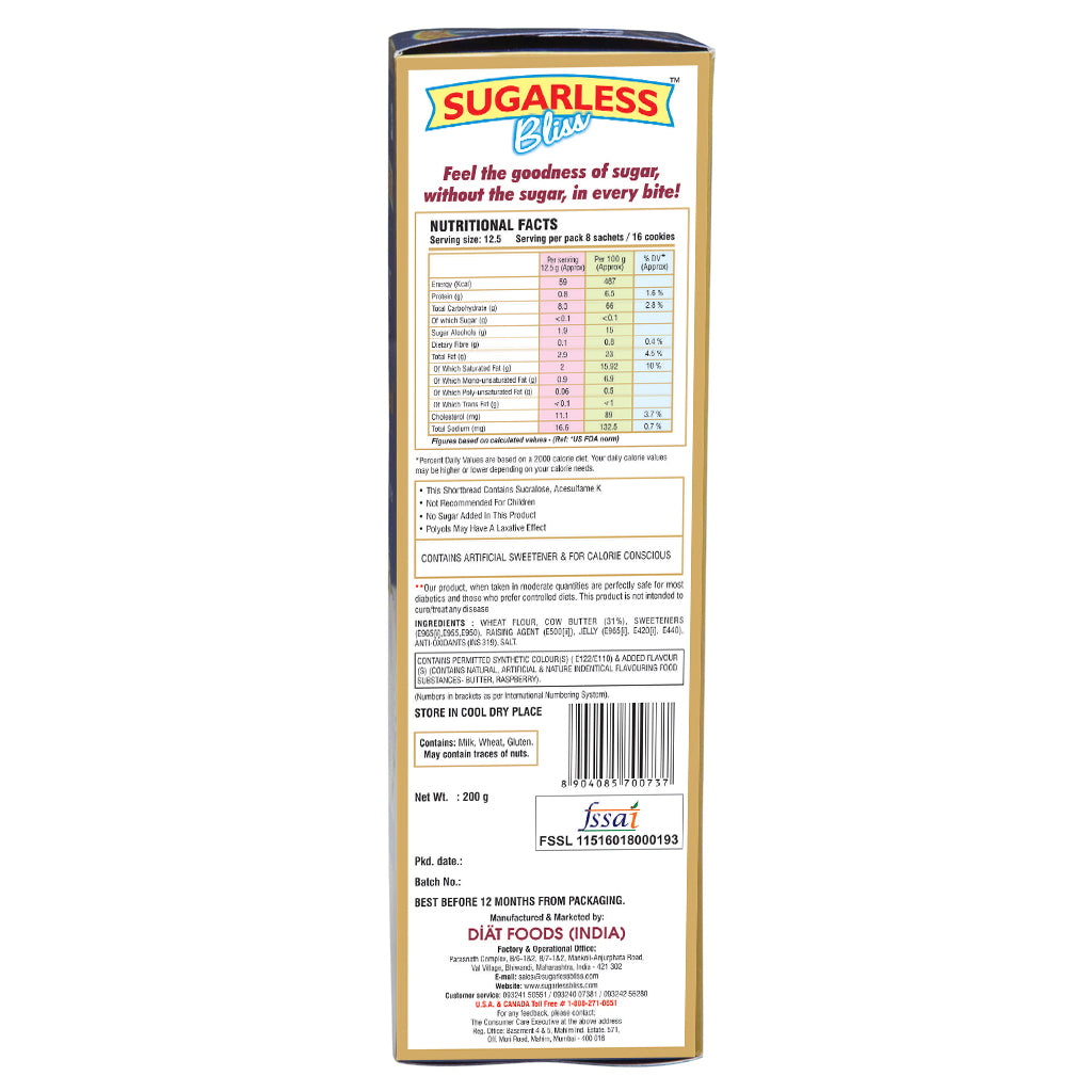 Sugar-Free Shortbread | 100% Cow Butter - Raspberry Jelly-200g